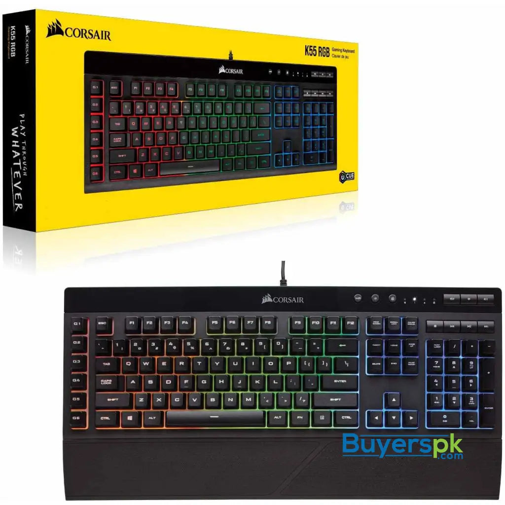 Corsair K55 Rgb Gaming Keyboard - Quiet & Satisfying Led Backlit Keys - Media Controls - Wrist Rest - Price in Pakistan Corsair K55 Rgb Gaming Keyboard - Quiet & Satisfying Led Backlit Keys - Media Controls - Wrist Rest - Price in Pakistan